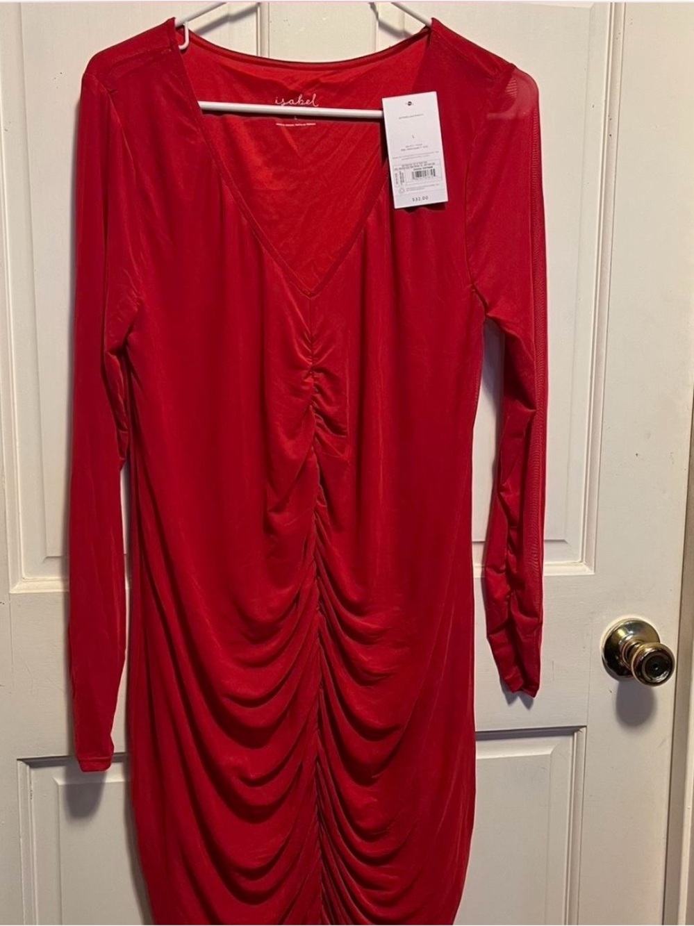 Isabel Maternity by Ingrid & Isabel Red Long Sleeve Ruched Dress